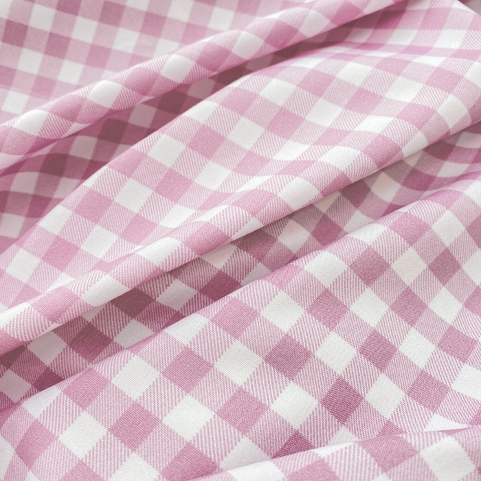 91家纺网 家纺一手货源 找家纺 雅阁尔家纺2025新款无印良品风棋盘格贴标四件套 紫小格