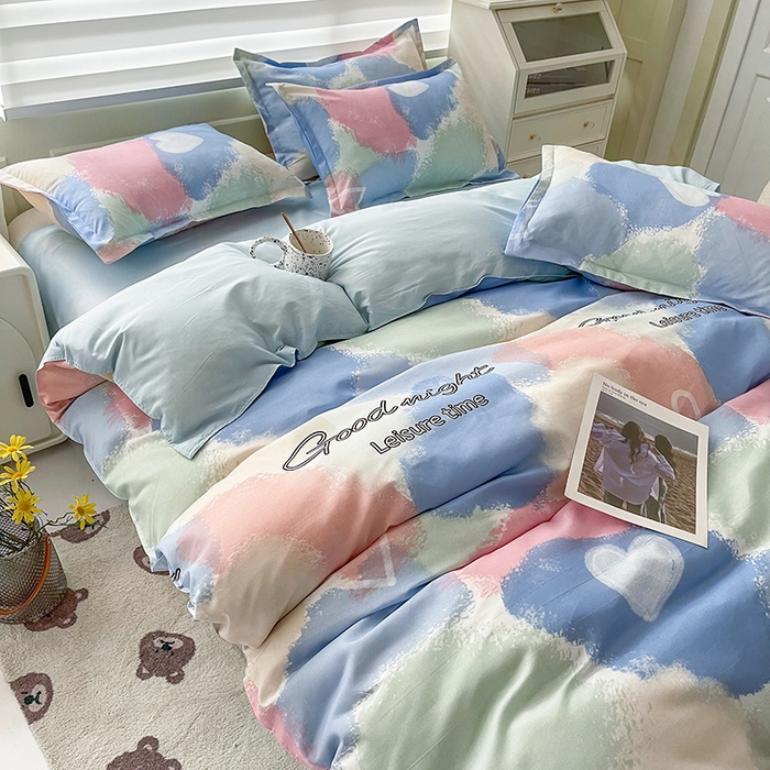 91家纺网 家纺一手货源 找家纺 港岛妹妹 2025年春夏新款芦荟棉印花四件套 渲染