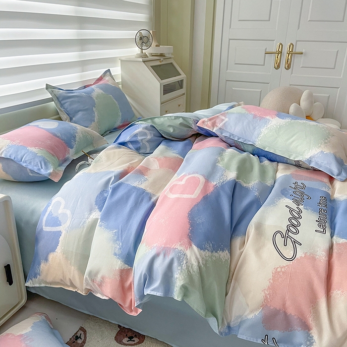 91家纺网 家纺一手货源 找家纺 港岛妹妹 2025年春夏新款芦荟棉印花四件套 渲染