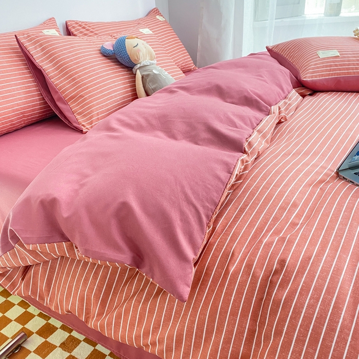 91家纺网 家纺一手货源 找家纺 （总）雅阁尔家纺2025新款无印良品风棋盘格贴标四件套