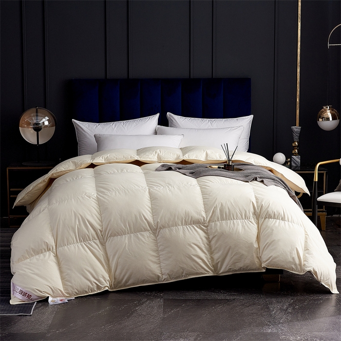 91家纺网 家纺一手货源 找家纺 呆头鹅羽绒工厂店 2025新款全棉羽丝绒标准被 白鹅绒鸭绒被子被芯羽绒工厂店 黄色