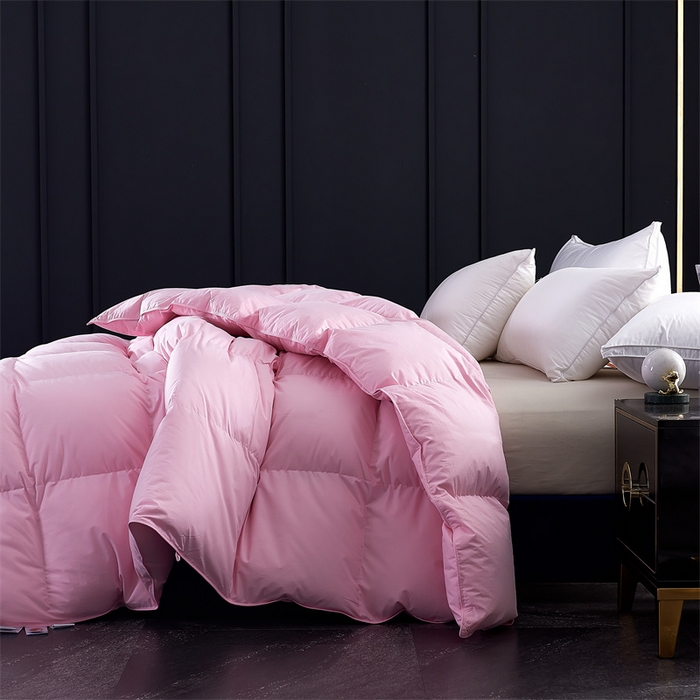 91家纺网 家纺一手货源 找家纺 呆头鹅羽绒工厂店 2025新款全棉羽丝绒标准被 白鹅绒鸭绒被子被芯羽绒工厂店 粉色