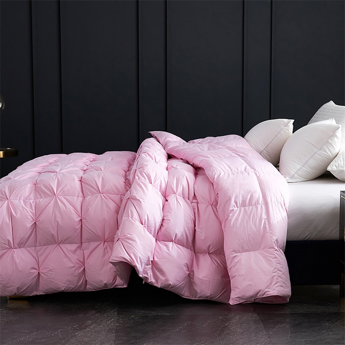 91家纺网 家纺一手货源 找家纺 呆头鹅羽绒工厂店 2025新款全棉羽丝绒扭花被 白鹅绒鸭绒被子被芯羽绒工厂店 粉色