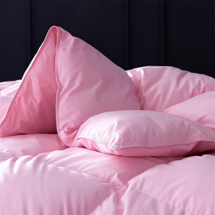 91家纺网 家纺一手货源 找家纺 呆头鹅羽绒工厂店 2025新款全棉羽丝绒标准被 白鹅绒鸭绒被子被芯羽绒工厂店 粉色