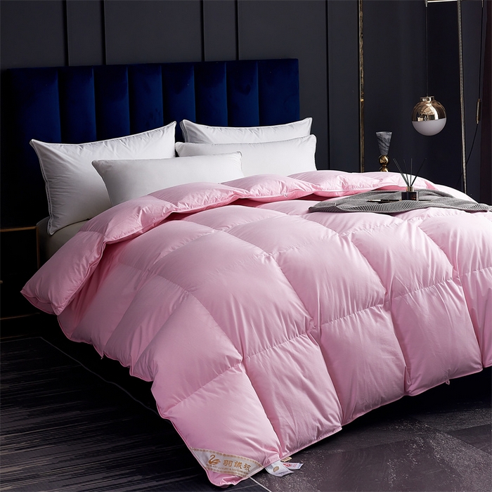 91家纺网 家纺一手货源 找家纺 呆头鹅羽绒工厂店 2025新款全棉羽丝绒标准被 白鹅绒鸭绒被子被芯羽绒工厂店 粉色