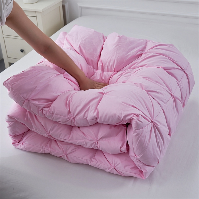 91家纺网 家纺一手货源 找家纺 呆头鹅羽绒工厂店 2025新款全棉羽丝绒扭花被 白鹅绒鸭绒被子被芯羽绒工厂店 粉色