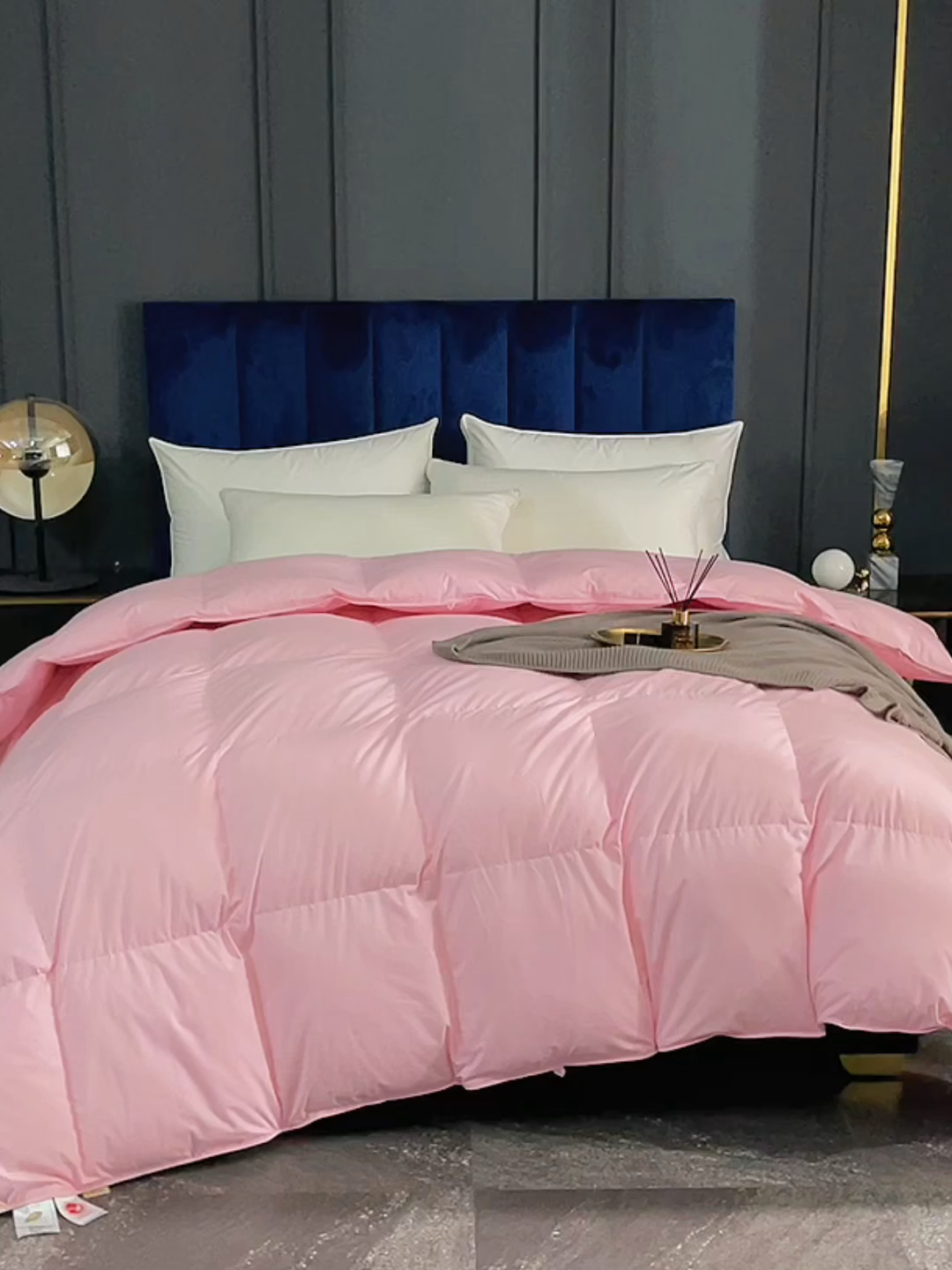 91家纺网 家纺一手货源 找家纺 呆头鹅羽绒工厂店 2025新款全棉羽丝绒标准被 白鹅绒鸭绒被子被芯羽绒工厂店 粉色