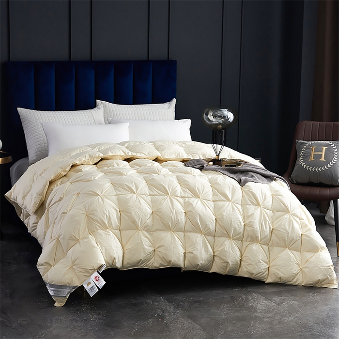 91家纺网 家纺一手货源 找家纺 呆头鹅羽绒工厂店 2025新款全棉羽丝绒扭花被 白鹅绒鸭绒被子被芯羽绒工厂店 黄色