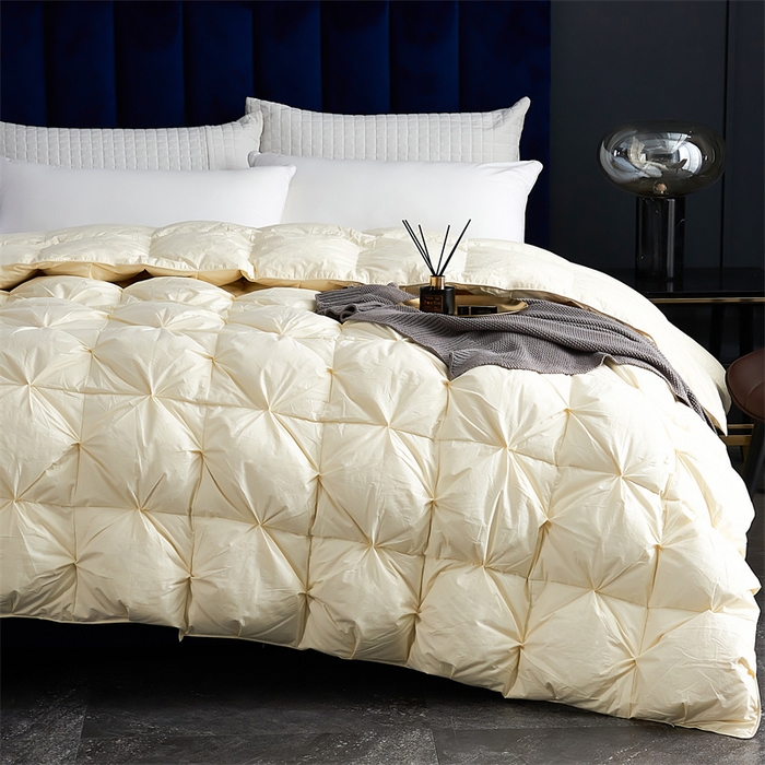 91家纺网 家纺一手货源 找家纺 呆头鹅羽绒工厂店 2025新款全棉羽丝绒扭花被 白鹅绒鸭绒被子被芯羽绒工厂店 黄色