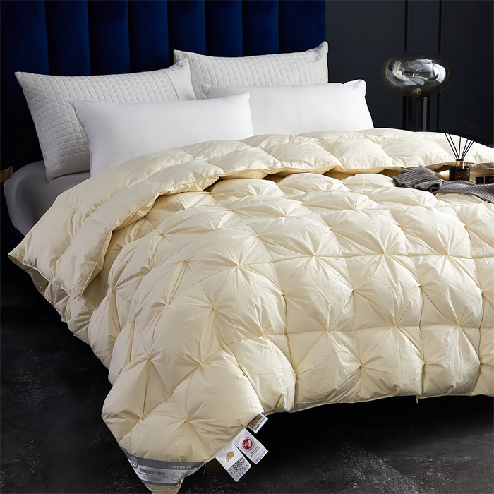 91家纺网 家纺一手货源 找家纺 呆头鹅羽绒工厂店 2025新款全棉羽丝绒扭花被 白鹅绒鸭绒被子被芯羽绒工厂店 黄色