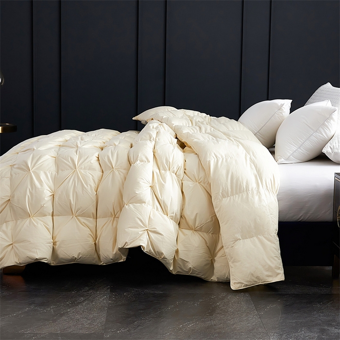 91家纺网 家纺一手货源 找家纺 呆头鹅羽绒工厂店 2025新款全棉羽丝绒扭花被 白鹅绒鸭绒被子被芯羽绒工厂店 黄色