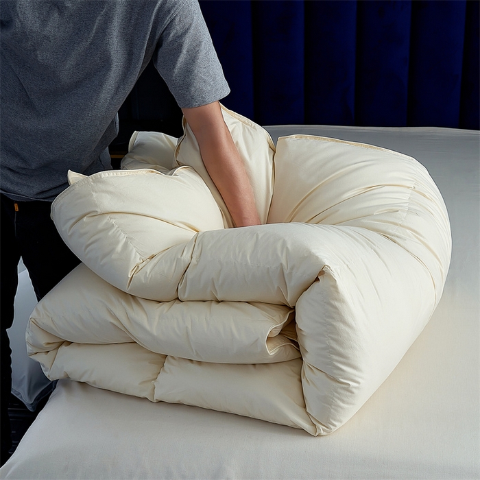 91家纺网 家纺一手货源 找家纺 呆头鹅羽绒工厂店 2025新款全棉羽丝绒标准被 白鹅绒鸭绒被子被芯羽绒工厂店 黄色