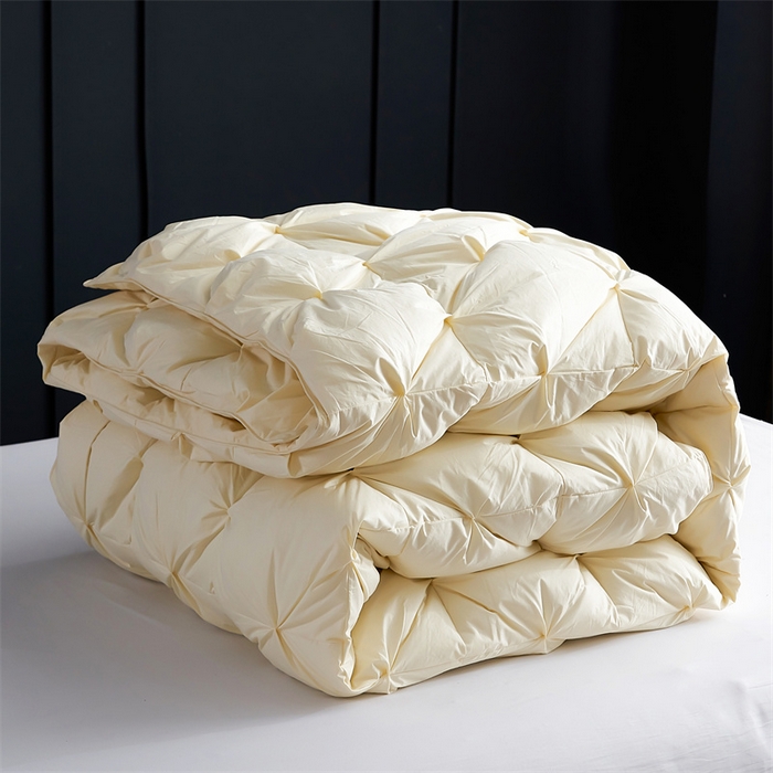 91家纺网 家纺一手货源 找家纺 呆头鹅羽绒工厂店 2025新款全棉羽丝绒扭花被 白鹅绒鸭绒被子被芯羽绒工厂店 黄色