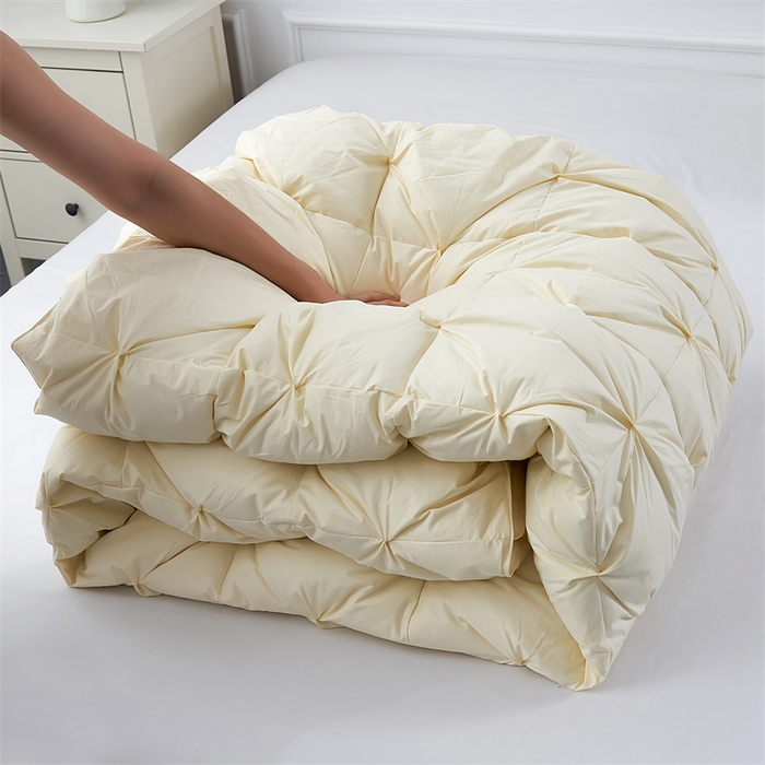 91家纺网 家纺一手货源 找家纺 呆头鹅羽绒工厂店 2025新款全棉羽丝绒扭花被 白鹅绒鸭绒被子被芯羽绒工厂店 黄色