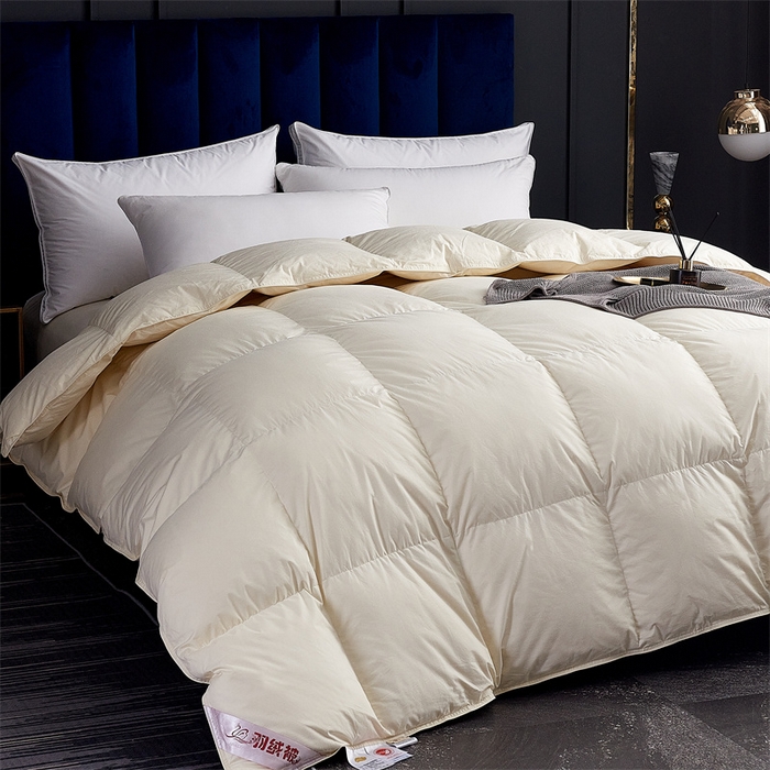 91家纺网 家纺一手货源 找家纺 呆头鹅羽绒工厂店 2025新款全棉羽丝绒标准被 白鹅绒鸭绒被子被芯羽绒工厂店 黄色