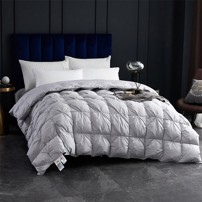 91家纺网 家纺一手货源 找家纺 呆头鹅羽绒工厂店 2025新款全棉羽丝绒扭花被 白鹅绒鸭绒被子被芯羽绒工厂店 灰色