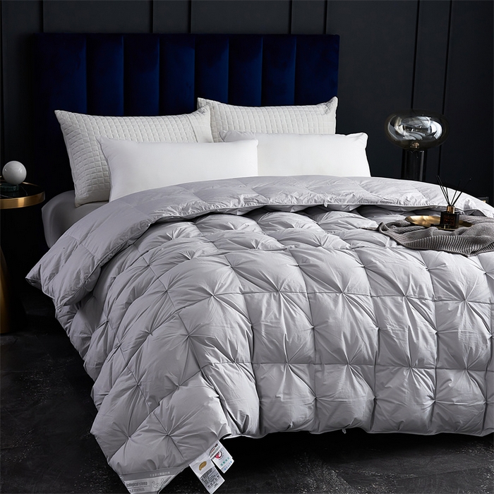 91家纺网 家纺一手货源 找家纺 呆头鹅羽绒工厂店 2025新款全棉羽丝绒扭花被 白鹅绒鸭绒被子被芯羽绒工厂店 灰色