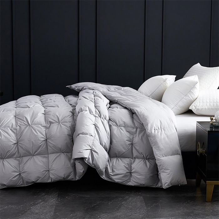 91家纺网 家纺一手货源 找家纺 呆头鹅羽绒工厂店 2025新款全棉羽丝绒扭花被 白鹅绒鸭绒被子被芯羽绒工厂店 灰色