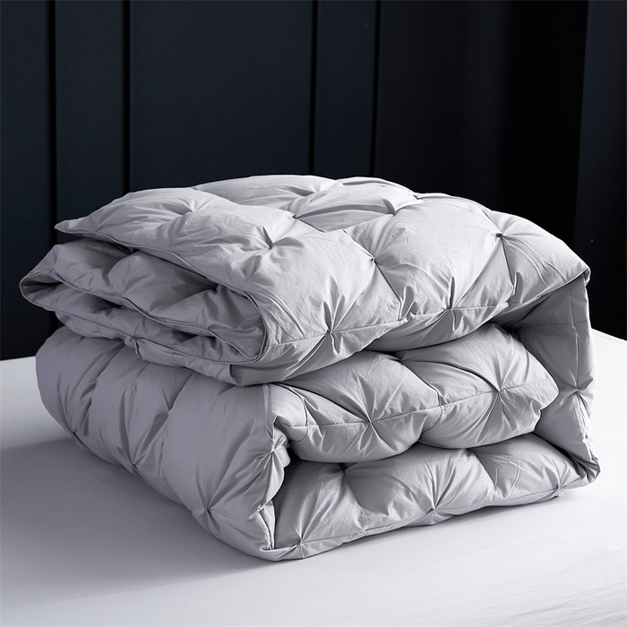 91家纺网 家纺一手货源 找家纺 呆头鹅羽绒工厂店 2025新款全棉羽丝绒扭花被 白鹅绒鸭绒被子被芯羽绒工厂店 灰色