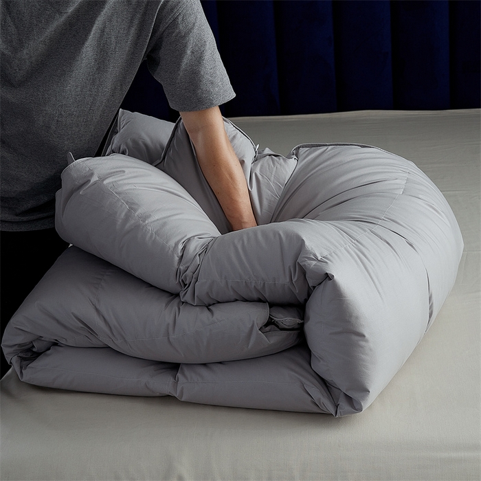 91家纺网 家纺一手货源 找家纺 呆头鹅羽绒工厂店 2025新款全棉羽丝绒标准被 白鹅绒鸭绒被子被芯羽绒工厂店 灰色