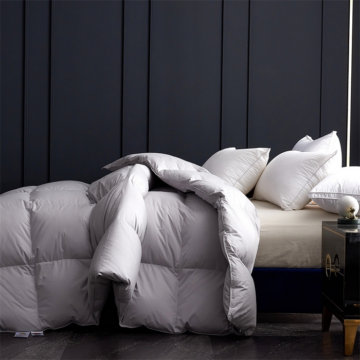 91家纺网 家纺一手货源 找家纺 呆头鹅羽绒工厂店 2025新款全棉羽丝绒标准被 白鹅绒鸭绒被子被芯羽绒工厂店 灰色