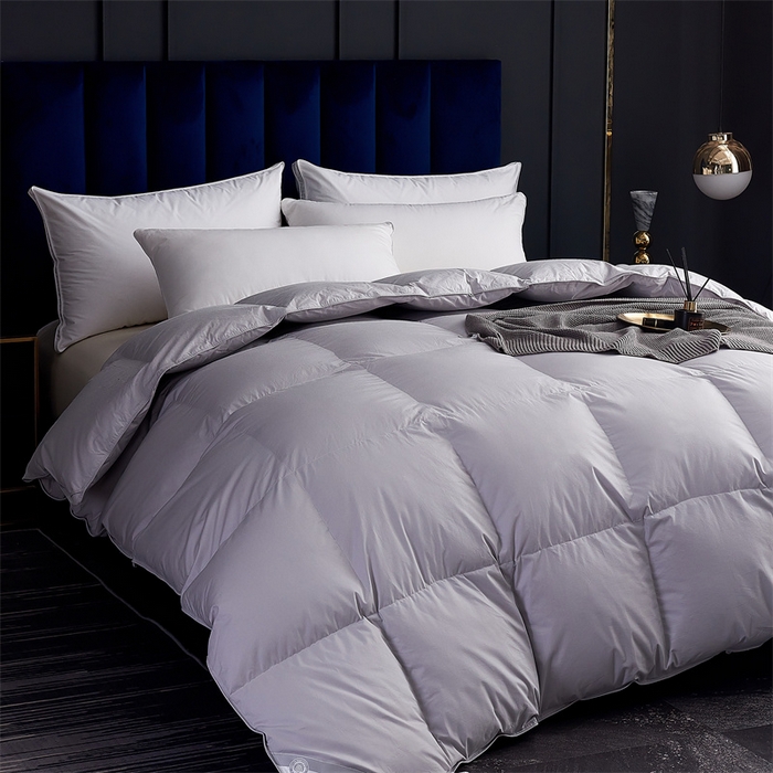 91家纺网 家纺一手货源 找家纺 呆头鹅羽绒工厂店 2025新款全棉羽丝绒标准被 白鹅绒鸭绒被子被芯羽绒工厂店 灰色