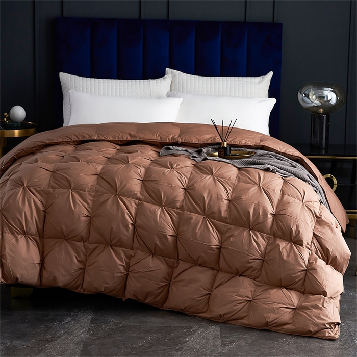 91家纺网 家纺一手货源 找家纺 呆头鹅羽绒工厂店 2025新款全棉羽丝绒扭花被 白鹅绒鸭绒被子被芯羽绒工厂店 咖色