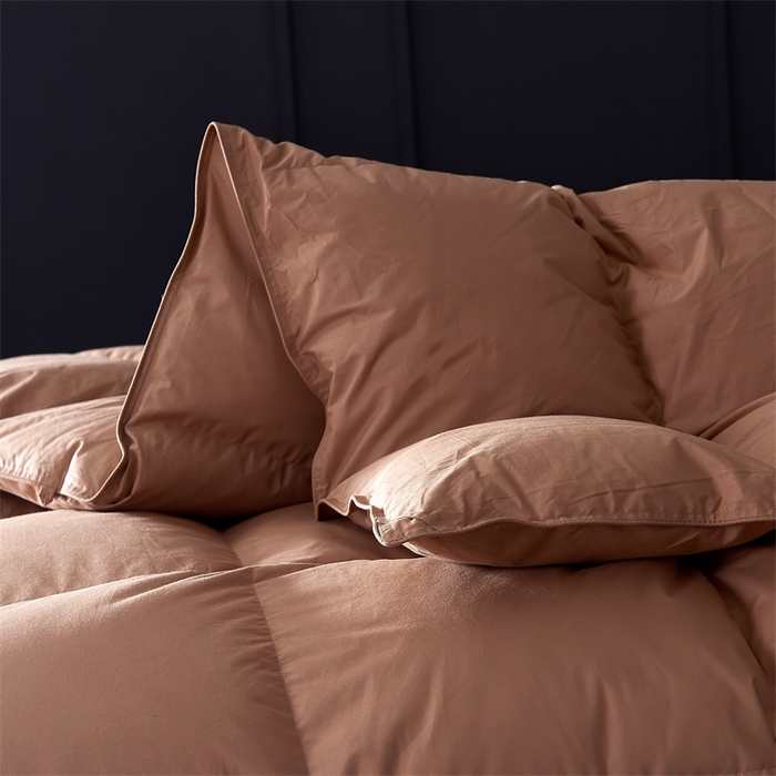 91家纺网 家纺一手货源 找家纺 呆头鹅羽绒工厂店 2025新款全棉羽丝绒标准被 白鹅绒鸭绒被子被芯羽绒工厂店 咖色