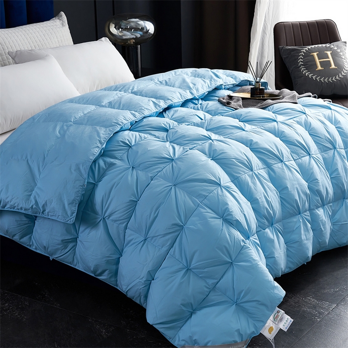 91家纺网 家纺一手货源 找家纺 呆头鹅羽绒工厂店 2025新款全棉羽丝绒扭花被 白鹅绒鸭绒被子被芯羽绒工厂店 蓝色