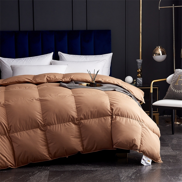 91家纺网 家纺一手货源 找家纺 呆头鹅羽绒工厂店 2025新款全棉羽丝绒标准被 白鹅绒鸭绒被子被芯羽绒工厂店 咖色