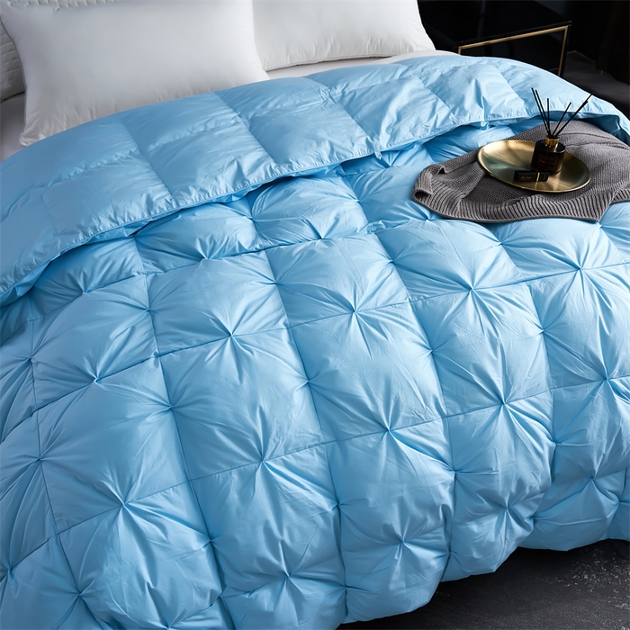 91家纺网 家纺一手货源 找家纺 呆头鹅羽绒工厂店 2025新款全棉羽丝绒扭花被 白鹅绒鸭绒被子被芯羽绒工厂店 蓝色
