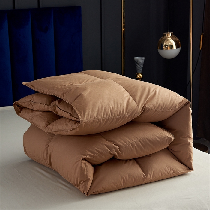 91家纺网 家纺一手货源 找家纺 呆头鹅羽绒工厂店 2025新款全棉羽丝绒标准被 白鹅绒鸭绒被子被芯羽绒工厂店 咖色