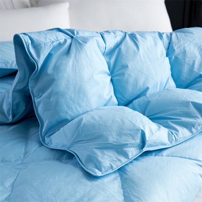 91家纺网 家纺一手货源 找家纺 呆头鹅羽绒工厂店 2025新款全棉羽丝绒扭花被 白鹅绒鸭绒被子被芯羽绒工厂店 蓝色