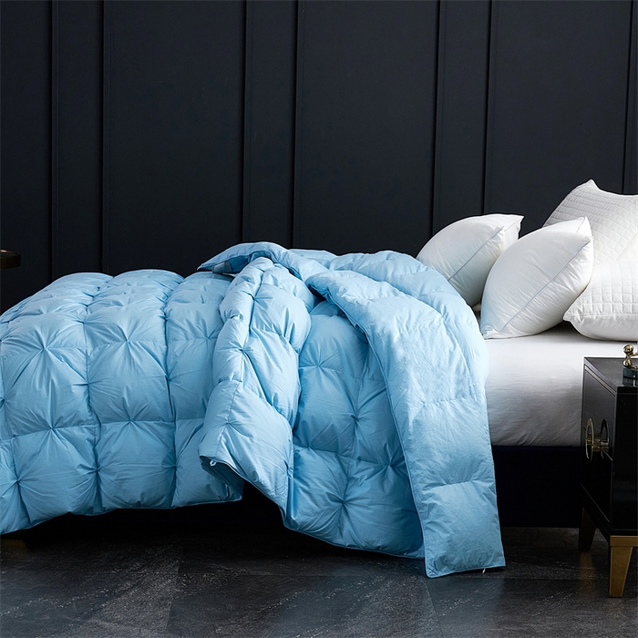 91家纺网 家纺一手货源 找家纺 呆头鹅羽绒工厂店 2025新款全棉羽丝绒扭花被 白鹅绒鸭绒被子被芯羽绒工厂店 蓝色