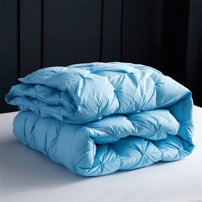 91家纺网 家纺一手货源 找家纺 呆头鹅羽绒工厂店 2025新款全棉羽丝绒扭花被 白鹅绒鸭绒被子被芯羽绒工厂店 蓝色