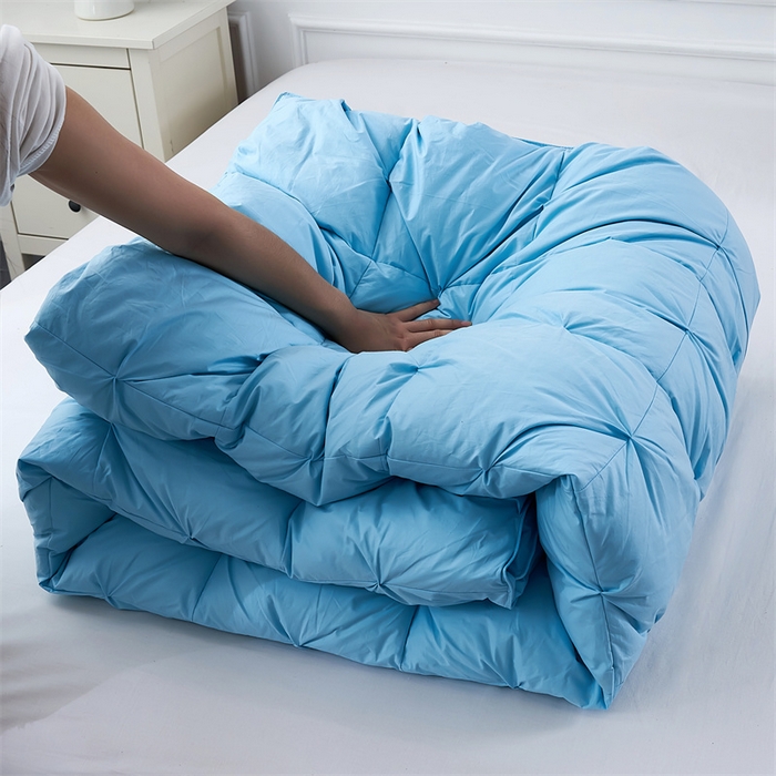 91家纺网 家纺一手货源 找家纺 呆头鹅羽绒工厂店 2025新款全棉羽丝绒扭花被 白鹅绒鸭绒被子被芯羽绒工厂店 蓝色