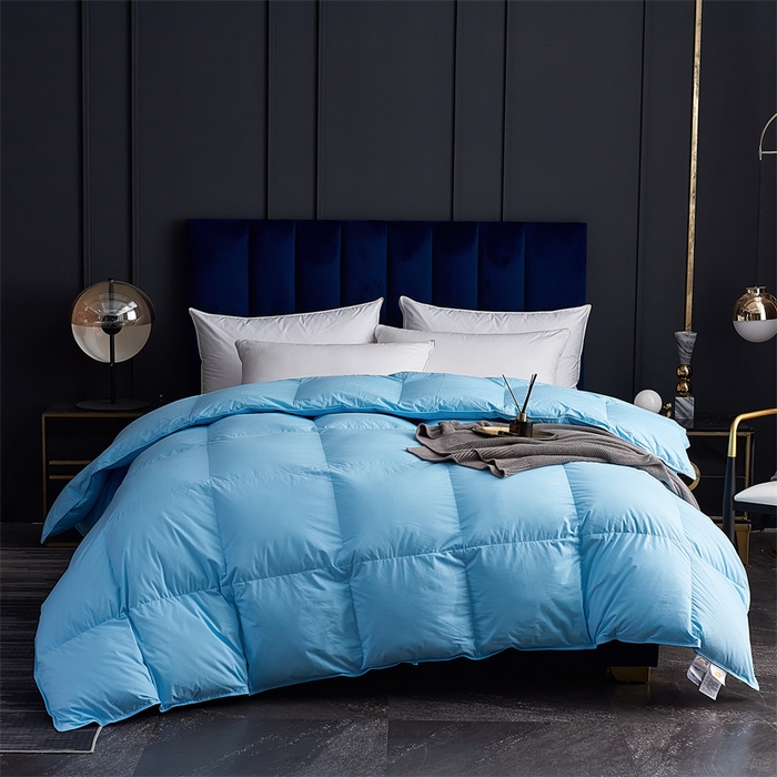 91家纺网 家纺一手货源 找家纺 呆头鹅羽绒工厂店 2025新款全棉羽丝绒标准被 白鹅绒鸭绒被子被芯羽绒工厂店 蓝色