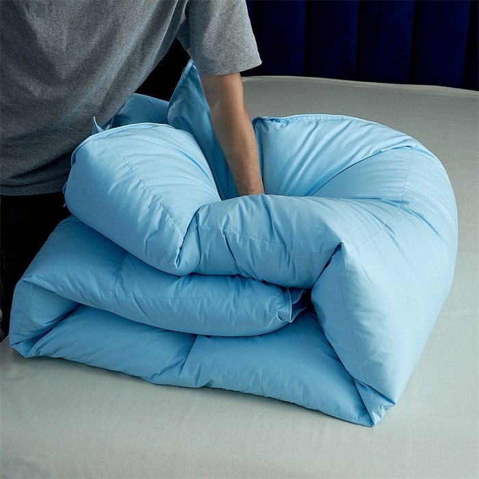 91家纺网 家纺一手货源 找家纺 呆头鹅羽绒工厂店 2025新款全棉羽丝绒标准被 白鹅绒鸭绒被子被芯羽绒工厂店 蓝色