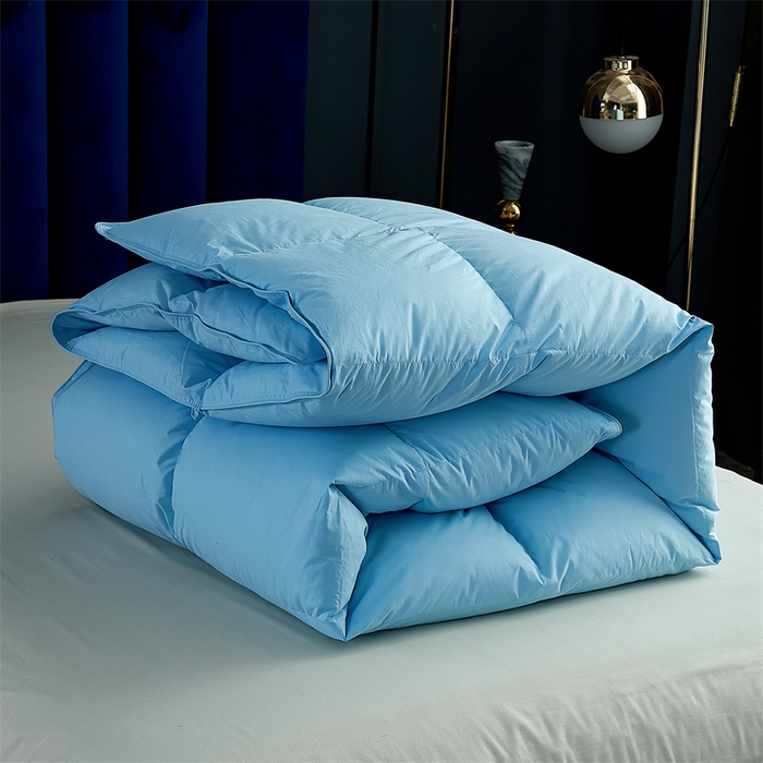 91家纺网 家纺一手货源 找家纺 呆头鹅羽绒工厂店 2025新款全棉羽丝绒标准被 白鹅绒鸭绒被子被芯羽绒工厂店 蓝色