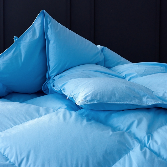 91家纺网 家纺一手货源 找家纺 呆头鹅羽绒工厂店 2025新款全棉羽丝绒标准被 白鹅绒鸭绒被子被芯羽绒工厂店 蓝色