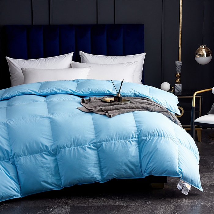 91家纺网 家纺一手货源 找家纺 呆头鹅羽绒工厂店 2025新款全棉羽丝绒标准被 白鹅绒鸭绒被子被芯羽绒工厂店 蓝色