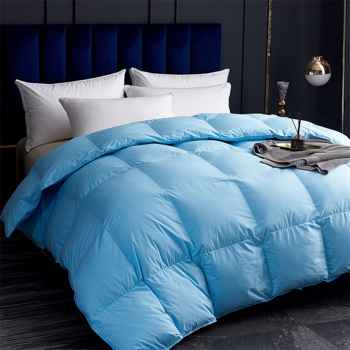 91家纺网 家纺一手货源 找家纺 呆头鹅羽绒工厂店 2025新款全棉羽丝绒标准被 白鹅绒鸭绒被子被芯羽绒工厂店 蓝色