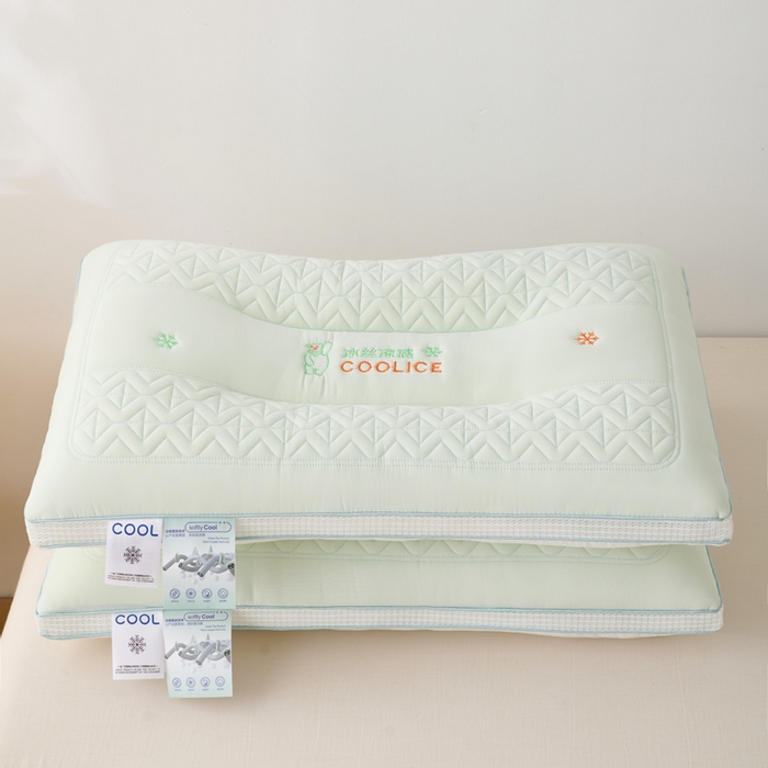 91家纺网 家纺一手货源 找家纺 卓昌枕芯 2025夏季新款冰丝凉感定形枕头枕芯 浅绿-凉感冰丝护颈枕 1000g高枕一对