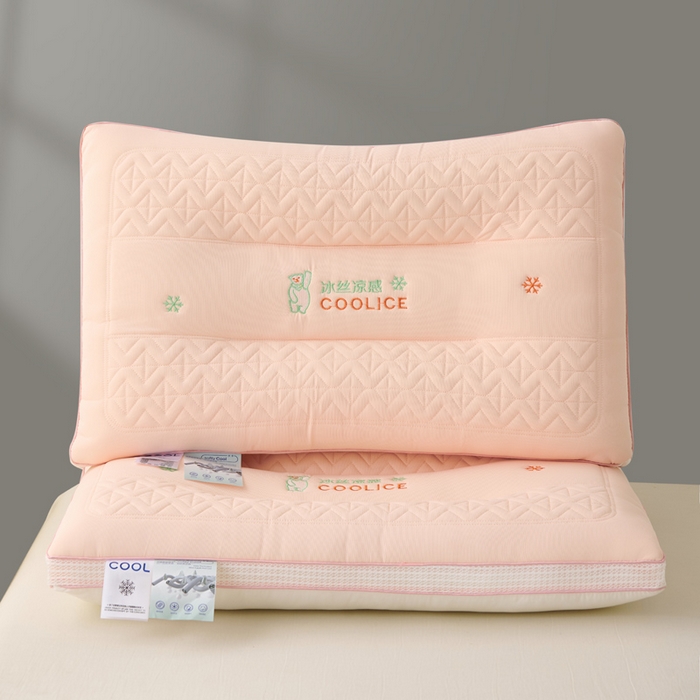 91家纺网 家纺一手货源 找家纺 卓昌枕芯 2025夏季新款冰丝凉感定形枕头枕芯 粉玉-凉感冰丝护颈枕 900g中枕一对