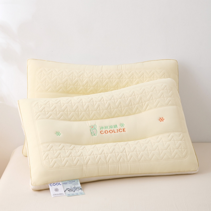 91家纺网 家纺一手货源 找家纺 卓昌枕芯 2025夏季新款冰丝凉感定形枕头枕芯 米黄-凉感冰丝护颈枕 800g低枕一只