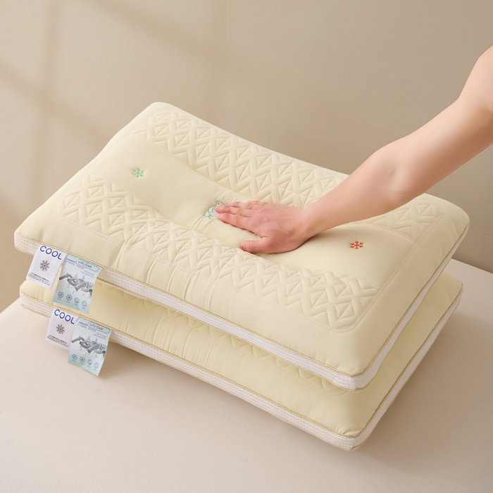 91家纺网 家纺一手货源 找家纺 卓昌枕芯 2025夏季新款冰丝凉感定形枕头枕芯 米黄-凉感冰丝护颈枕 1000g高枕一只