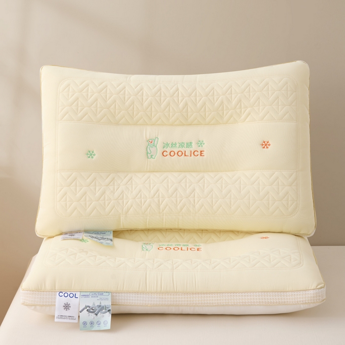 91家纺网 家纺一手货源 找家纺 卓昌枕芯 2025夏季新款冰丝凉感定形枕头枕芯 米黄-凉感冰丝护颈枕 800g低枕一对