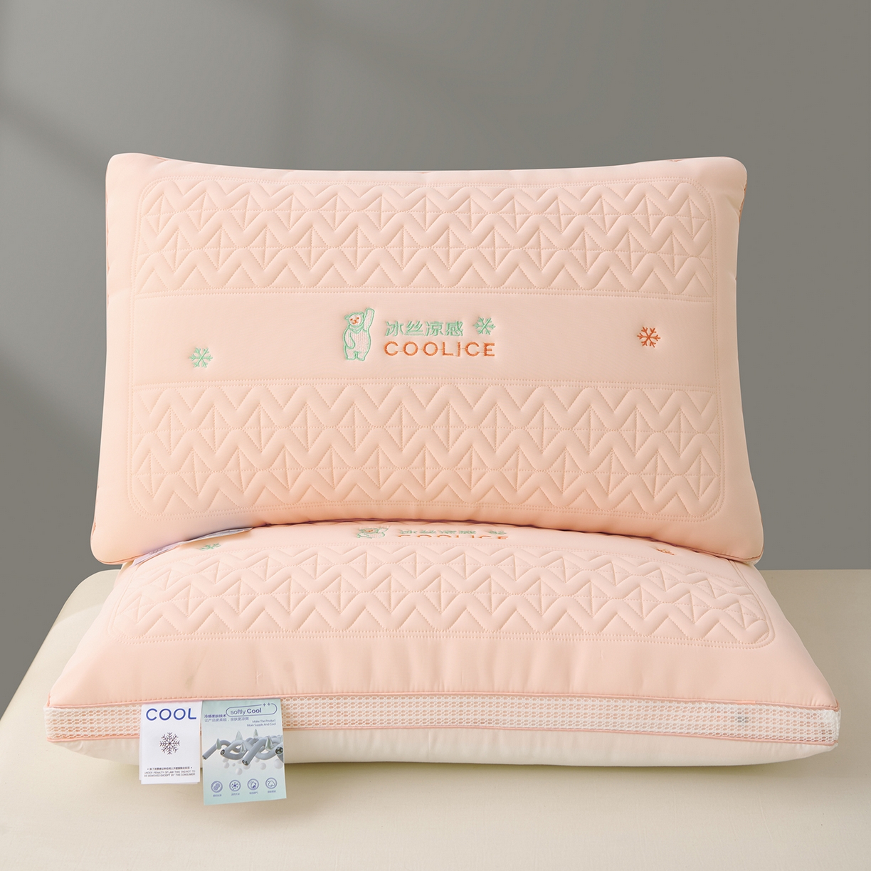 91家纺网 家纺一手货源 找家纺 卓昌枕芯 2025夏季新款冰丝凉感枕头枕芯 粉色 48*74cm1000g高枕一只