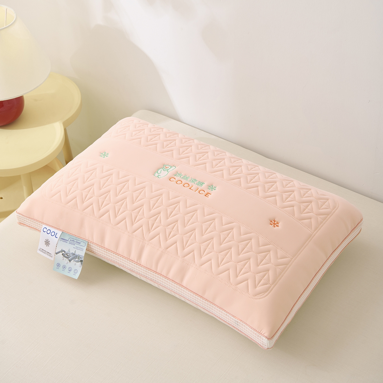 91家纺网 家纺一手货源 找家纺 卓昌枕芯 2025夏季新款冰丝凉感枕头枕芯 粉色 48*74cm800g低枕一对