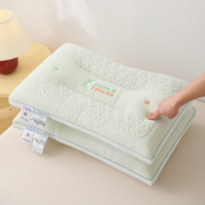 91家纺网 家纺一手货源 找家纺 卓昌枕芯 2025夏季新款冰丝凉感定形枕头枕芯 浅绿-凉感冰丝护颈枕 900g中枕一对